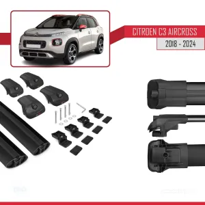 Citroen C3 Aircross 2018 ve Sonrası ile uyumlu ACE-1 Ara Atkı Tavan Barı SİYAH thumb 5