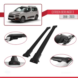 Citroen Berlingo 3 2019-2023 Arası ile Uyumlu FLY Model Ara Atkı Tavan Barı SİYAH - Görsel 5