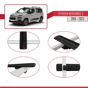 Citroen Berlingo 2019-2022 Arası ile uyumlu Basic Model Ara Atkı Tavan Barı SİYAH 3 ADET - Görsel 4