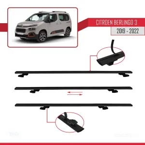 Citroen Berlingo 2019-2022 Arası ile uyumlu Basic Model Ara Atkı Tavan Barı SİYAH 3 ADET - Görsel 5