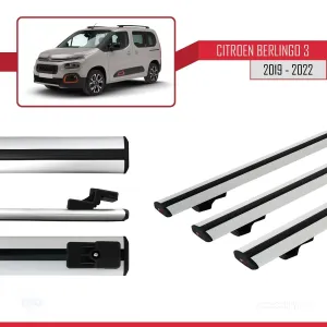 Citroen Berlingo 2019-2022 Arası ile uyumlu Basic Model Ara Atkı Tavan Barı GRİ 3 ADET thumb 3
