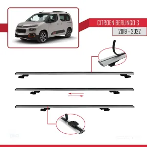 Citroen Berlingo 2019-2022 Arası ile uyumlu Basic Model Ara Atkı Tavan Barı GRİ 3 ADET thumb 5