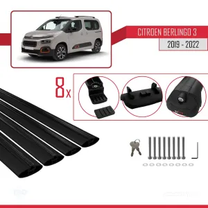 Citroen Berlingo 2019-2022 Arası ile uyumlu ACE-1 Ara Atkı Tavan Barı SİYAH 4 ADET BAR thumb 5