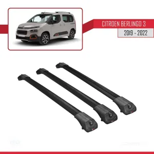 Citroen Berlingo 2019-2022 Arası ile uyumlu ACE-1 Ara Atkı Tavan Barı SİYAH 3 ADET BAR thumb 3