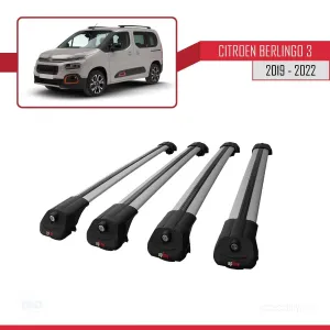 Citroen Berlingo 2019-2022 Arası ile uyumlu ACE-1 Ara Atkı Tavan Barı GRİ 4 ADET BAR thumb 3