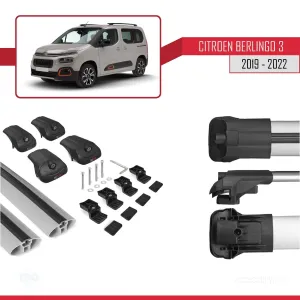 Citroen Berlingo 2019-2022 Arası ile uyumlu ACE-1 Ara Atkı Tavan Barı GRİ thumb 5