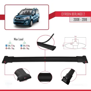 Citroen Berlingo 2008-2018 Arası ile uyumlu FLY Model Ara Atkı Tavan Barı SİYAH 3 ADET BAR thumb 4