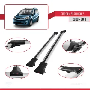 Citroen Berlingo 2008-2018 Arası ile uyumlu FLY Model Ara Atkı Tavan Barı GRİ - Görsel 5