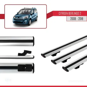 Citroen Berlingo 2008-2018 Arası ile uyumlu Basic Model Ara Atkı Tavan Barı GRİ 3 ADET - Görsel 3
