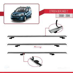 Citroen Berlingo 2008-2018 Arası ile uyumlu Basic Model Ara Atkı Tavan Barı GRİ 3 ADET - Görsel 5