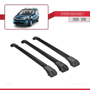 Citroen Berlingo 2008-2018 Arası ile uyumlu ACE-1 Ara Atkı Tavan Barı SİYAH 3 ADET BAR thumb 4