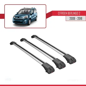 Citroen Berlingo 2008-2018 Arası ile uyumlu ACE-1 Ara Atkı Tavan Barı GRİ 3 ADET BAR thumb 4