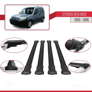 Citroen Berlingo 2003-2008 Arası ile uyumlu FLY Model Ara Atkı Tavan Barı SİYAH 4 ADET BAR - Görsel 5