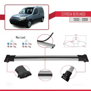 Citroen Berlingo 2003-2008 Arası ile uyumlu FLY Model Ara Atkı Tavan Barı GRİ - Görsel 4