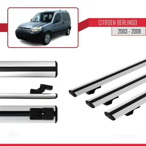 Citroen Berlingo 2003-2008 Arası ile uyumlu Basic Model Ara Atkı Tavan Barı GRİ 3 ADET - Görsel 3