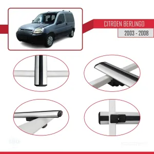 Citroen Berlingo 2003-2008 Arası ile uyumlu Basic Model Ara Atkı Tavan Barı GRİ 3 ADET - Görsel 4