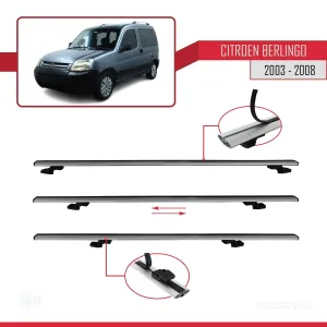 Citroen Berlingo 2003-2008 Arası ile uyumlu Basic Model Ara Atkı Tavan Barı GRİ 3 ADET - Görsel 5