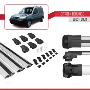 Citroen Berlingo 2003-2008 Arası ile uyumlu ACE-1 Ara Atkı Tavan Barı GRİ 3 ADET BAR thumb 5