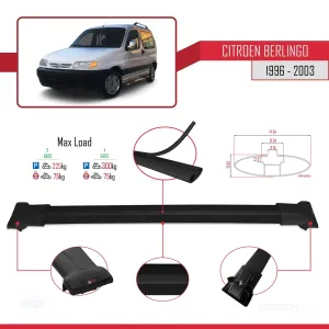 Citroen Berlingo 1996-2003 Arası ile uyumlu FLY Model Ara Atkı Tavan Barı SİYAH 4 ADET BAR - Görsel 4