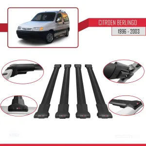 Citroen Berlingo 1996-2003 Arası ile uyumlu FLY Model Ara Atkı Tavan Barı SİYAH 4 ADET BAR - Görsel 5
