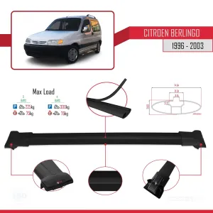 Citroen Berlingo 1996-2003 Arası ile uyumlu FLY Model Ara Atkı Tavan Barı SİYAH 3 ADET BAR - Görsel 4