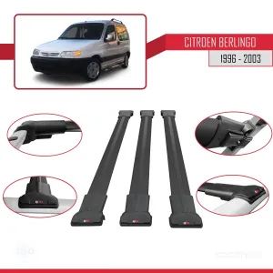 Citroen Berlingo 1996-2003 Arası ile uyumlu FLY Model Ara Atkı Tavan Barı SİYAH 3 ADET BAR - Görsel 5