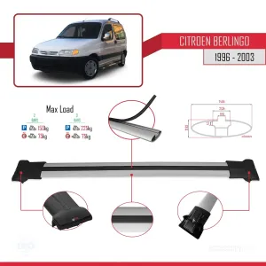 Citroen Berlingo 1996-2003 Arası ile uyumlu FLY Model Ara Atkı Tavan Barı GRİ - Görsel 4