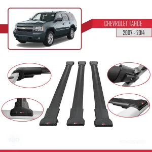 Chevrolet Tahoe GMT900 2007-2014 FLY Model Ara Atkı Tavan Barı SİYAH 3 ADET BAR - Görsel 5