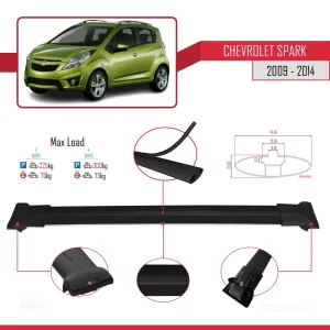 Chevrolet Spark 2009-2014 Arası ile Uyumlu FLY Model Ara Atkı Tavan Barı SİYAH 3 ADET BAR - Görsel 4