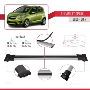 Chevrolet Spark 2009-2014 Arası ile Uyumlu FLY Model Ara Atkı Tavan Barı GRİ 3 ADET BAR - Görsel 4