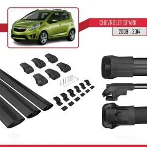 Chevrolet Spark 2009-2014 Arası ile uyumlu ACE-1 Ara Atkı Tavan Barı SİYAH 3 ADET BAR - Görsel 5
