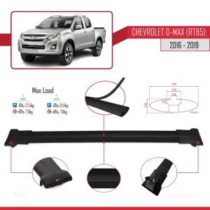 Isuzu / Chevrolet D-Max RT85 2016-2019 FLY Model Ara Atkı Tavan Barı SİYAH 3 ADET BAR - Görsel 4
