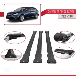Chevrolet Cruze 2009-2016 Arası ile Uyumlu FLY Model Ara Atkı Tavan Barı SİYAH 3 ADET BAR - Görsel 5