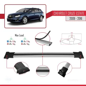 Chevrolet Cruze 2009-2016 Arası ile uyumlu FLY Model Ara Atkı Tavan Barı GRİ thumb 4