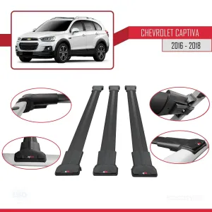 Chevrolet Captiva 2016-2018 Arası ile Uyumlu FLY Model Ara Atkı Tavan Barı SİYAH 3 ADET BAR - Görsel 5