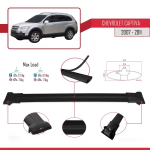 Chevrolet Captiva 2007-2011 Arası ile Uyumlu FLY Model Ara Atkı Tavan Barı SİYAH 3 ADET BAR - Görsel 4