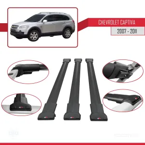 Chevrolet Captiva 2007-2011 Arası ile Uyumlu FLY Model Ara Atkı Tavan Barı SİYAH 3 ADET BAR - Görsel 5