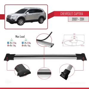 Chevrolet Captiva 2007-2011 Arası ile Uyumlu FLY Model Ara Atkı Tavan Barı GRİ 3 ADET BAR - Görsel 4