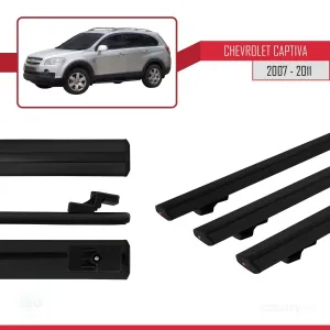 Chevrolet Captiva 2007-2011 Arası ile uyumlu Basic Model Ara Atkı Tavan Barı SİYAH 3 ADET thumb 3