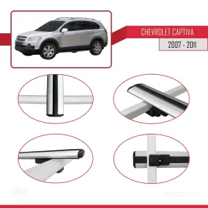 Chevrolet Captiva 2007-2011 Arası ile uyumlu Basic Model Ara Atkı Tavan Barı GRİ 3 ADET thumb 4