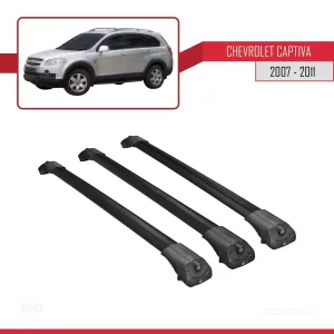 Chevrolet Captiva 2007-2011 Arası ile uyumlu ACE-1 Ara Atkı Tavan Barı SİYAH 3 ADET BAR thumb 3