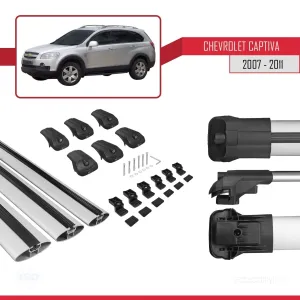 Chevrolet Captiva 2007-2011 Arası ile uyumlu ACE-1 Ara Atkı Tavan Barı GRİ 3 ADET BAR thumb 5