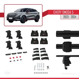Chery Omoda 5 2023 ve Sonrası ile uyumlu ACE-4 Ara Atkı Tavan Barı SİYAH - Görsel 5