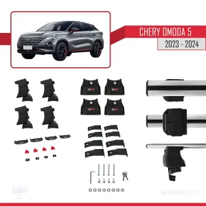 Chery Omoda 5 2023 ve Sonrası ile uyumlu ACE-4 Ara Atkı Tavan Barı GRİ thumb 4