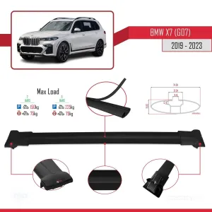 BMW X7 (G07) 2019 Arası ile Uyumlu FLY Model Ara Atkı Tavan Barı SİYAH thumb 4