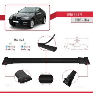 BMW X6 2008-2014 Arası ile Uyumlu FLY Model Ara Atkı Tavan Barı SİYAH 3 ADET BAR - Görsel 4