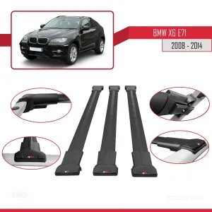 BMW X6 2008-2014 Arası ile Uyumlu FLY Model Ara Atkı Tavan Barı SİYAH 3 ADET BAR - Görsel 5