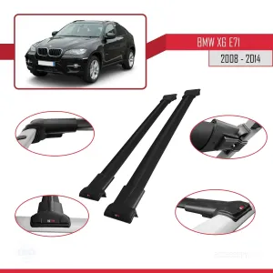 BMW X6 2008-2014 Arası ile uyumlu FLY Model Ara Atkı Tavan Barı SİYAH thumb 5