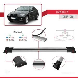 BMW X6 2008-2014 Arası ile Uyumlu FLY Model Ara Atkı Tavan Barı GRİ 3 ADET BAR - Görsel 4