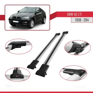 BMW X6 2008-2014 Arası ile uyumlu FLY Model Ara Atkı Tavan Barı GRİ thumb 5
